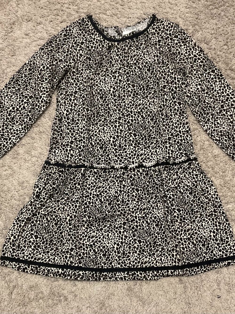 Hanna Andersson Dress in Leopard Print. Size  140 (US 10). Black/Whit